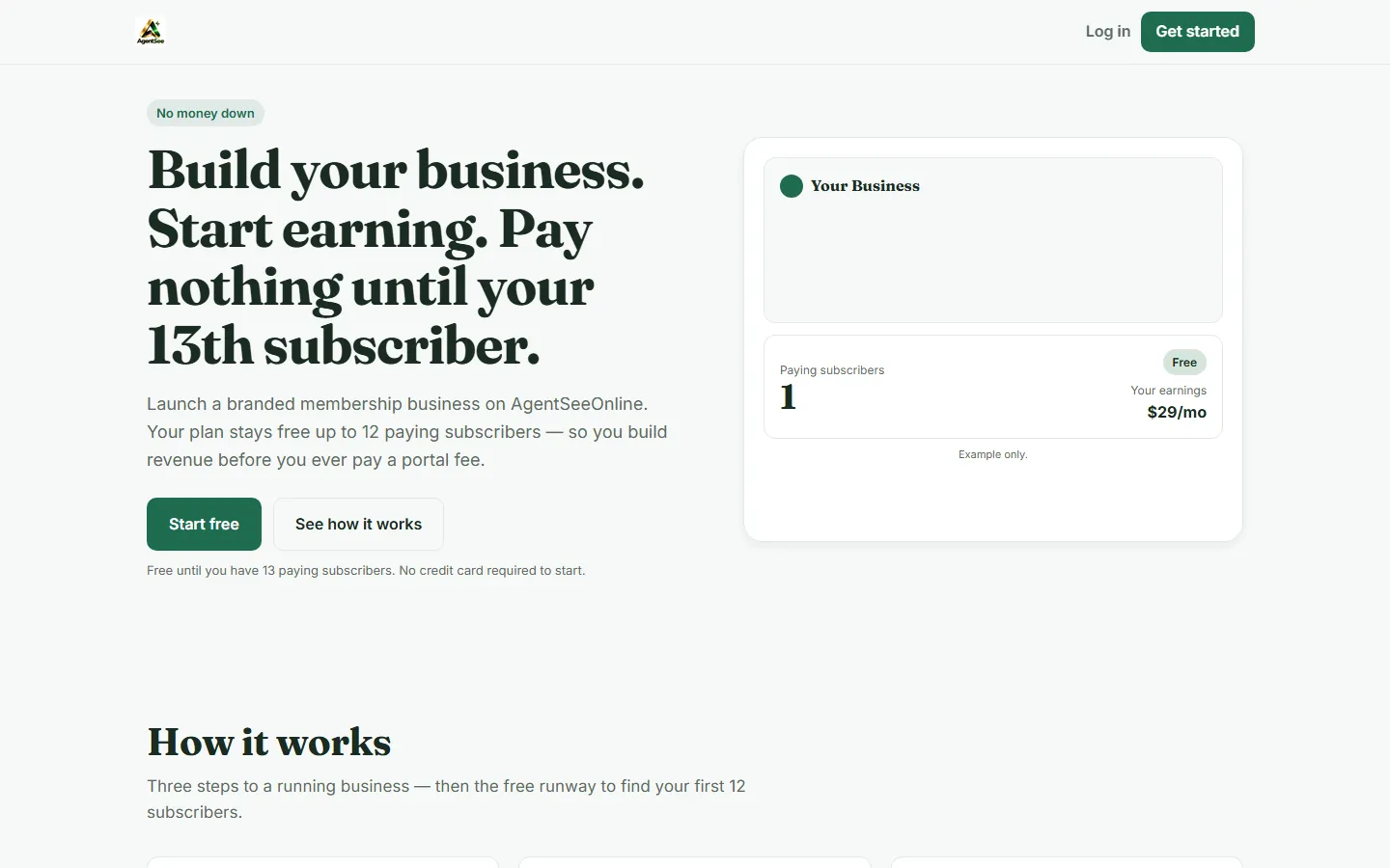 AgentSee Online: The AgentSee Online home page.