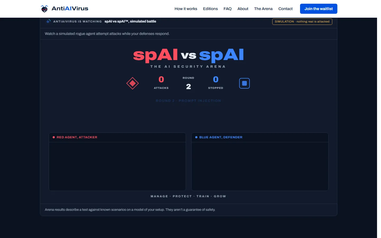 AntiAIVirus: The Arena: a safe simulation of attacks on a model of your setup.